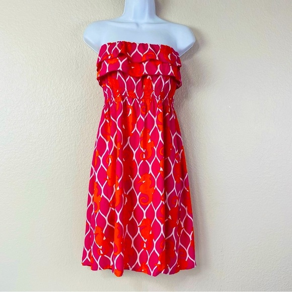 Escapada Strapless Seahorse Print Dress Size L - Picture 3 of 9
